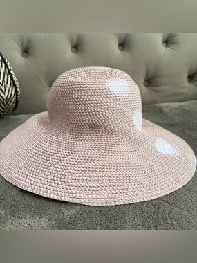 Eric Javits New York Hat Sun Wide Brim UPF 50+ Womens Pink Woven Travel